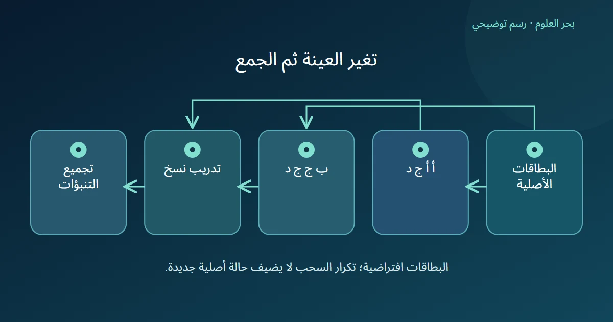 بطاقات أصلية تنتج عينتين بأحرف متكررة ثم تدريب نسخ وتجميع تنبؤاتها