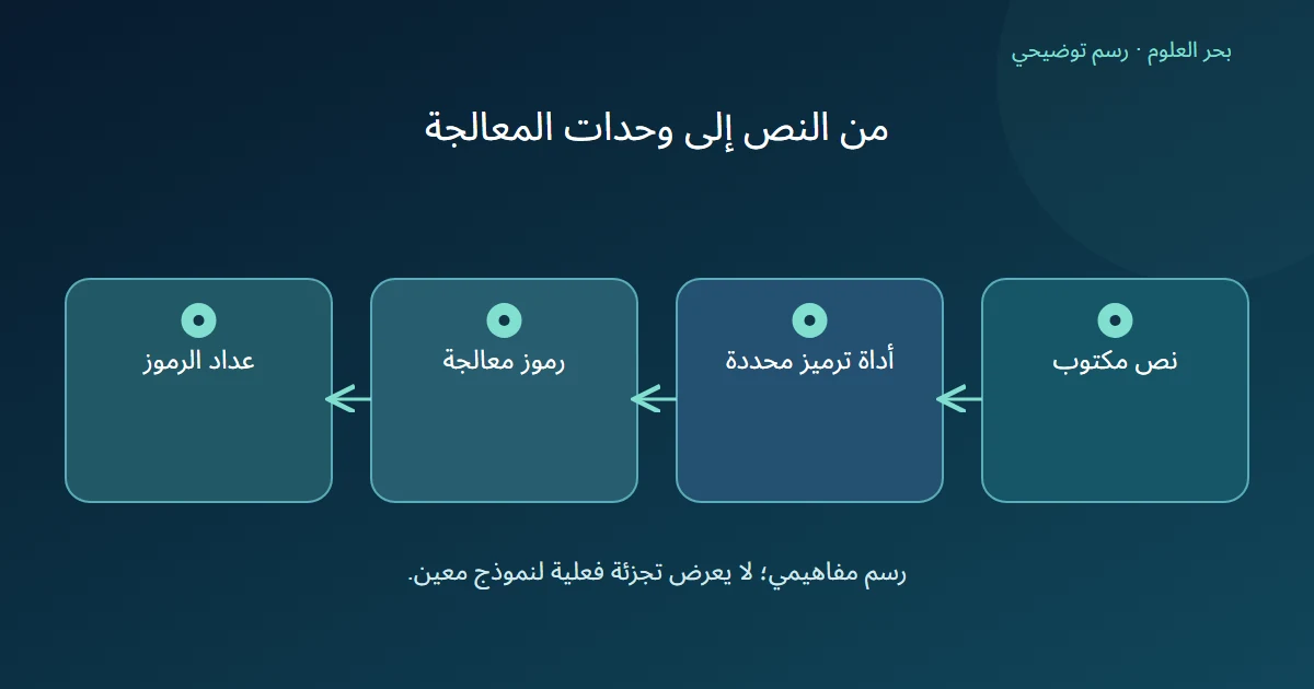 مسار النص عبر أداة الترميز إلى الرموز ثم العداد