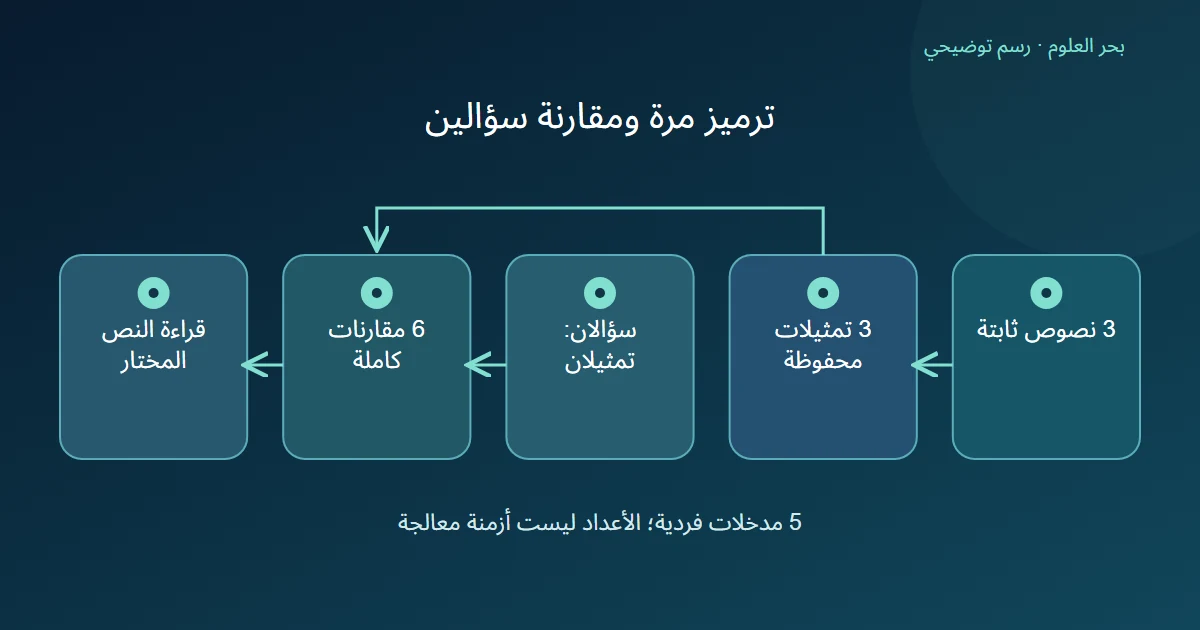 ثلاثة نصوص ترمز مستقلة، وسؤالان يرمزان ثم ست مقارنات بين المجموعتين يليها قراءة النص