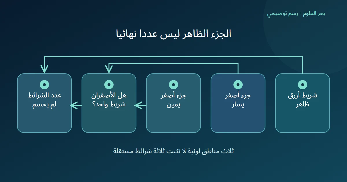 شريط أزرق وجزآن أصفران قد يكونان لشريط واحد محجوب أو شريطين منفصلين