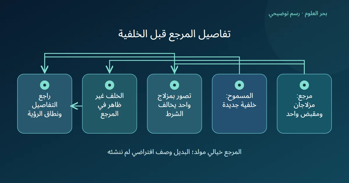 مخطط يميز تغيير الخلفية من مخالفة عدد المزاليج ومن جانب لا يظهر ثم يجمعها في مراجعة محددة