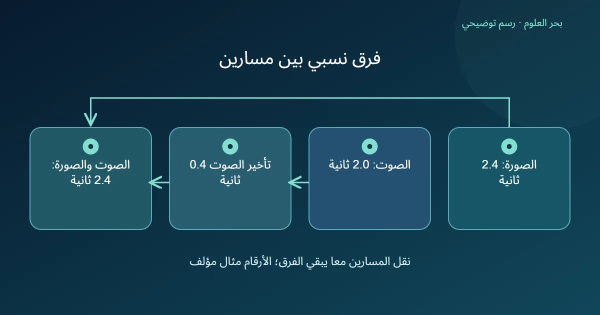 رسم يوضح نقل صوت الضربة من ثانيتين إلى 2.4 لموافقة توقيت الصورة المعلن.