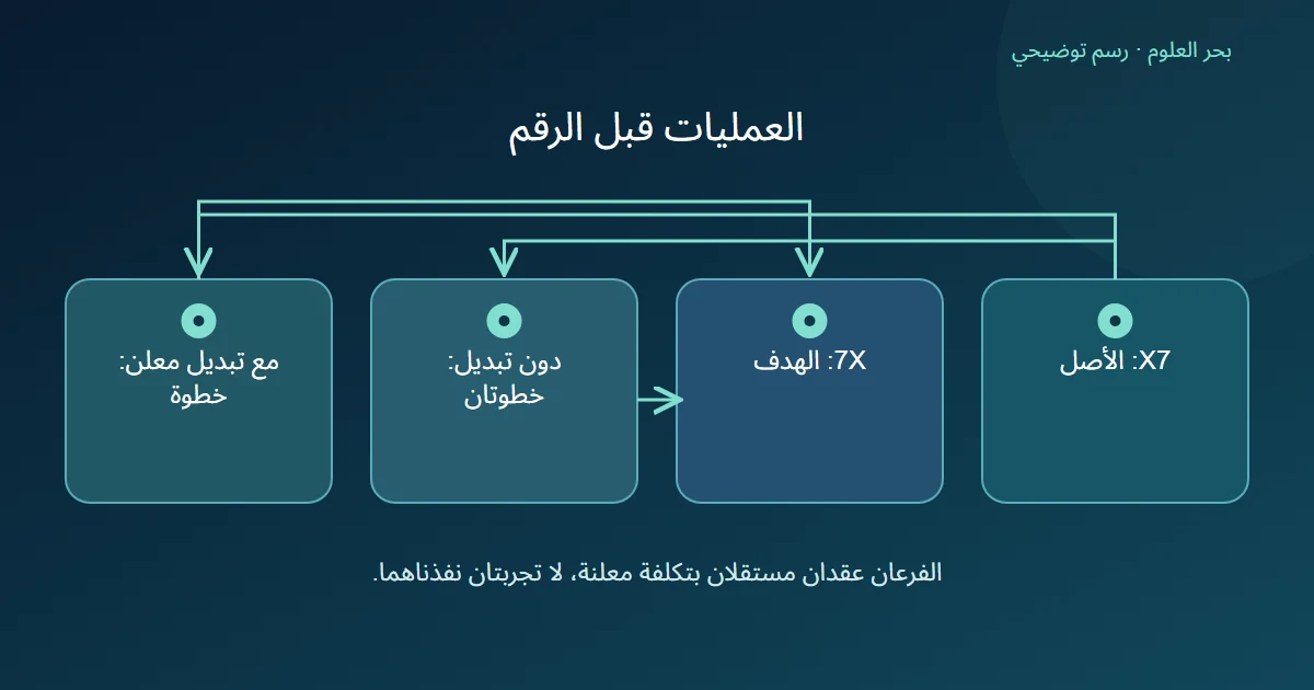رسم لرمزين خياليين ومسارين مختلفي العمليات المسموحة.