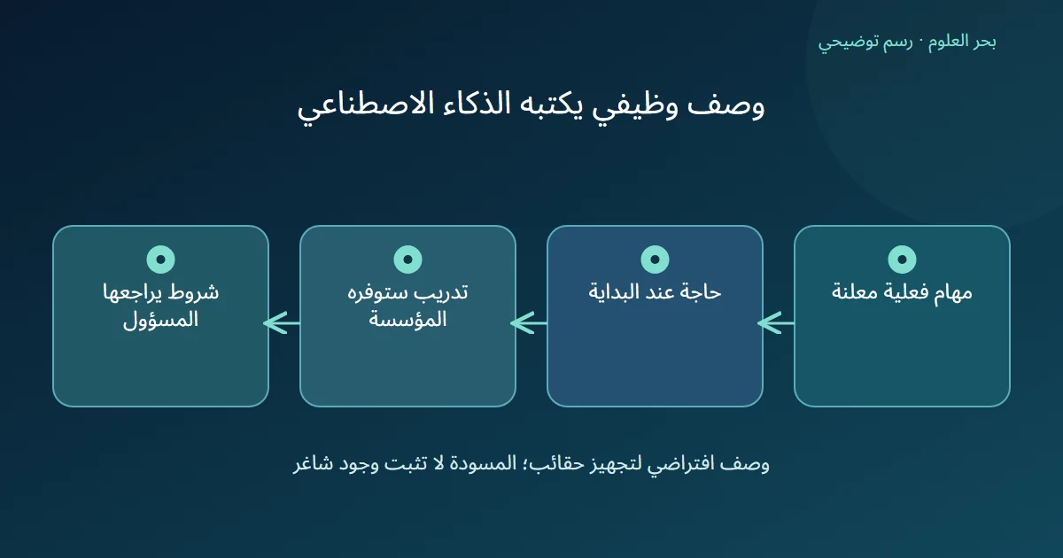 رسم توضيحي: مهام فعلية معلنة؛ حاجة عند البداية؛ تدريب ستوفره المؤسسة؛ شروط يراجعها المسؤول