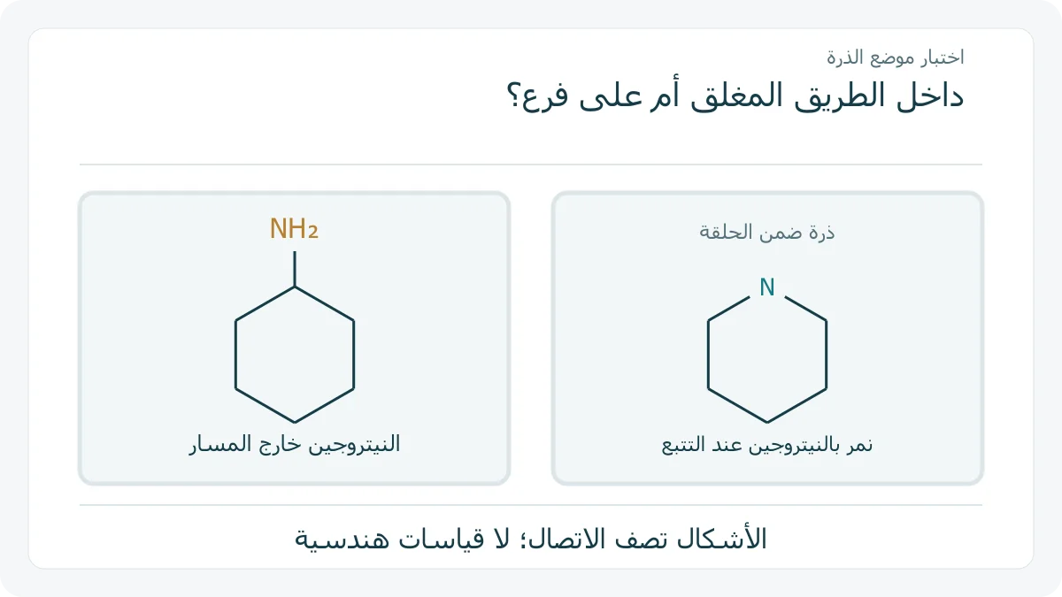 مقارنة مسار حلقة كربونية بفرع نيتروجيني مع نيتروجين داخل الحلقة