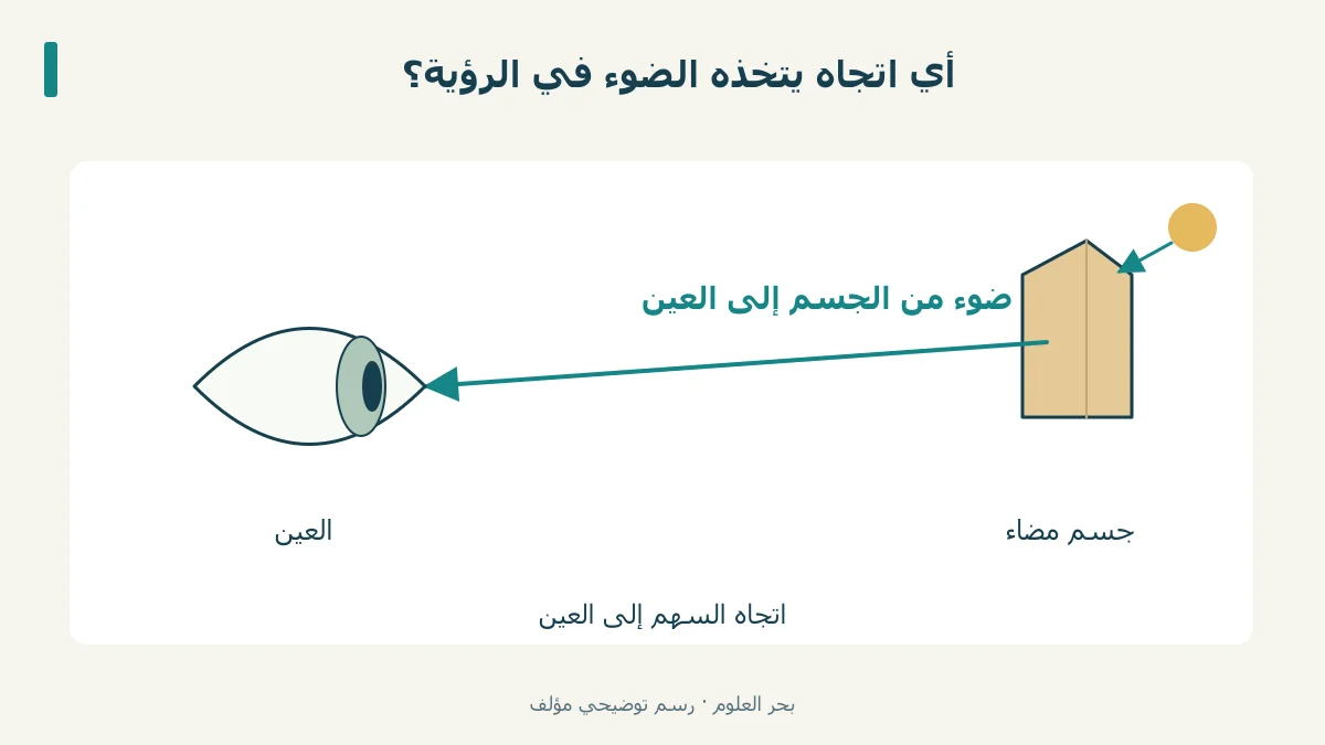 ضوء من جسم مضاء يدخل العين في تفسير الرؤية