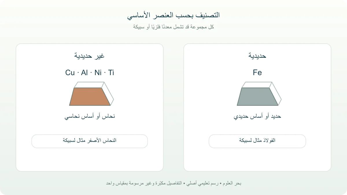 تصنيف متفرع للحديد والفولاذ مقابل النحاس والألومنيوم وسبائكهما