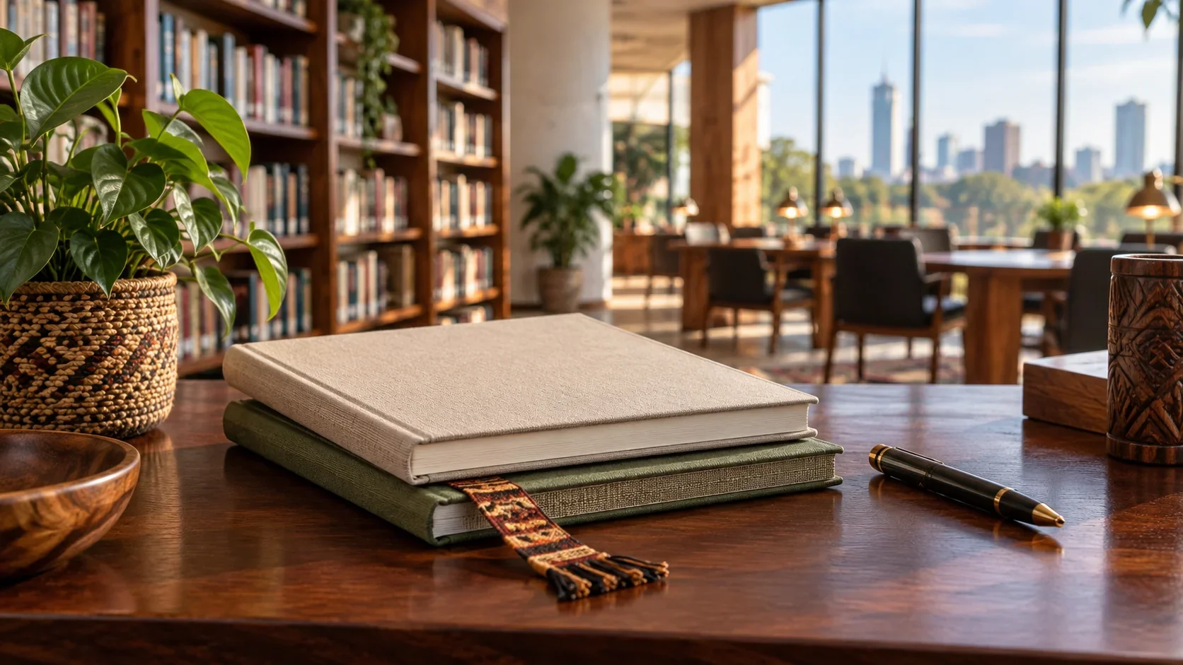 كتب وبيئة قراءة في مشهد توضيحي