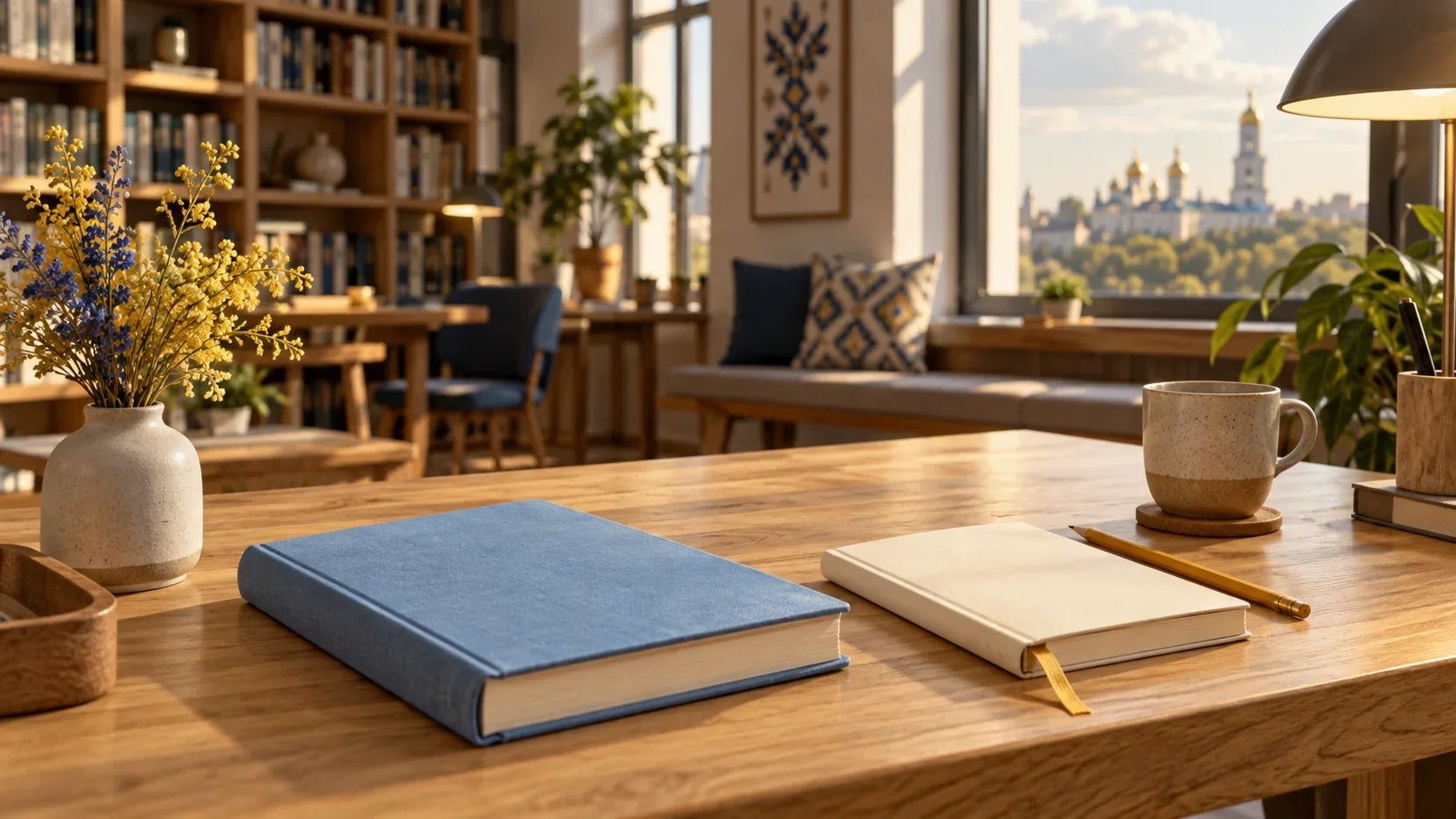 كتب وبيئة قراءة في مشهد توضيحي