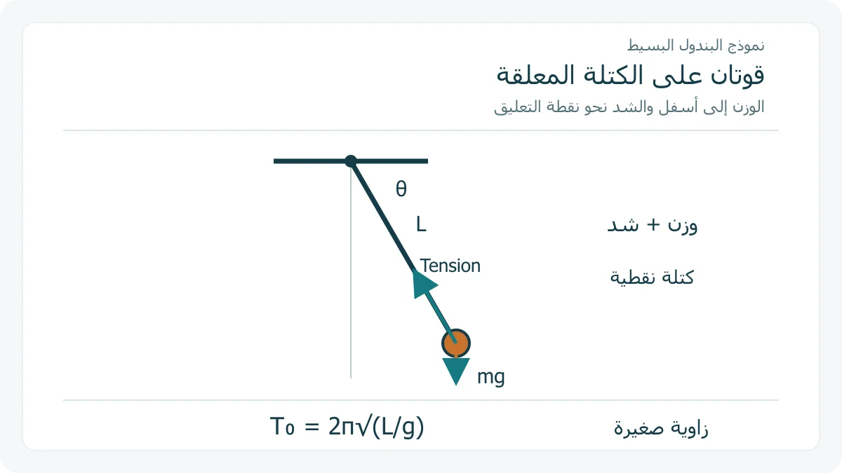 بندول بسيط وسهما الوزن والشد