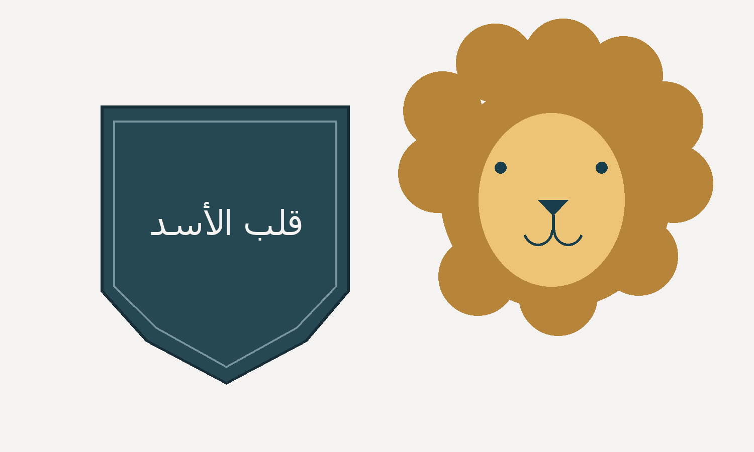 درع وشكل أسد في رسم رمزي لموضوع اللقب.