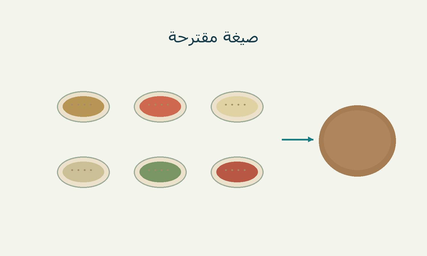 تصور لستة أوعية توابل ووعاء مزج.