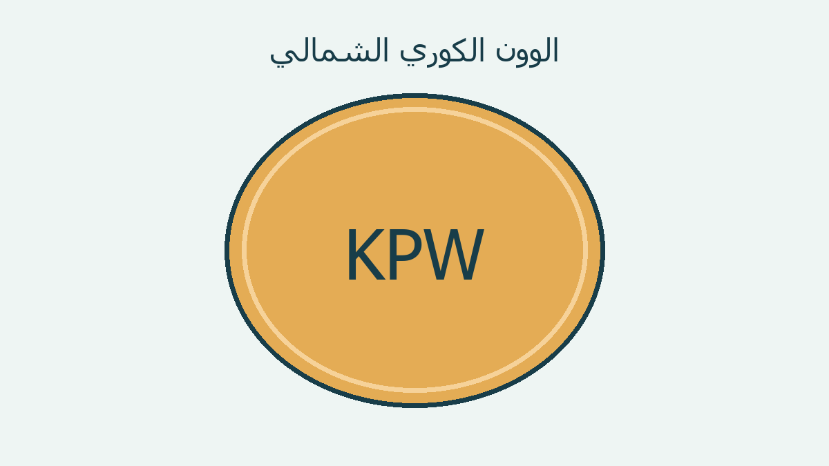 رسم رمزي لعملة تحمل KPW، دون محاكاة تصميم قطعة رسمية
