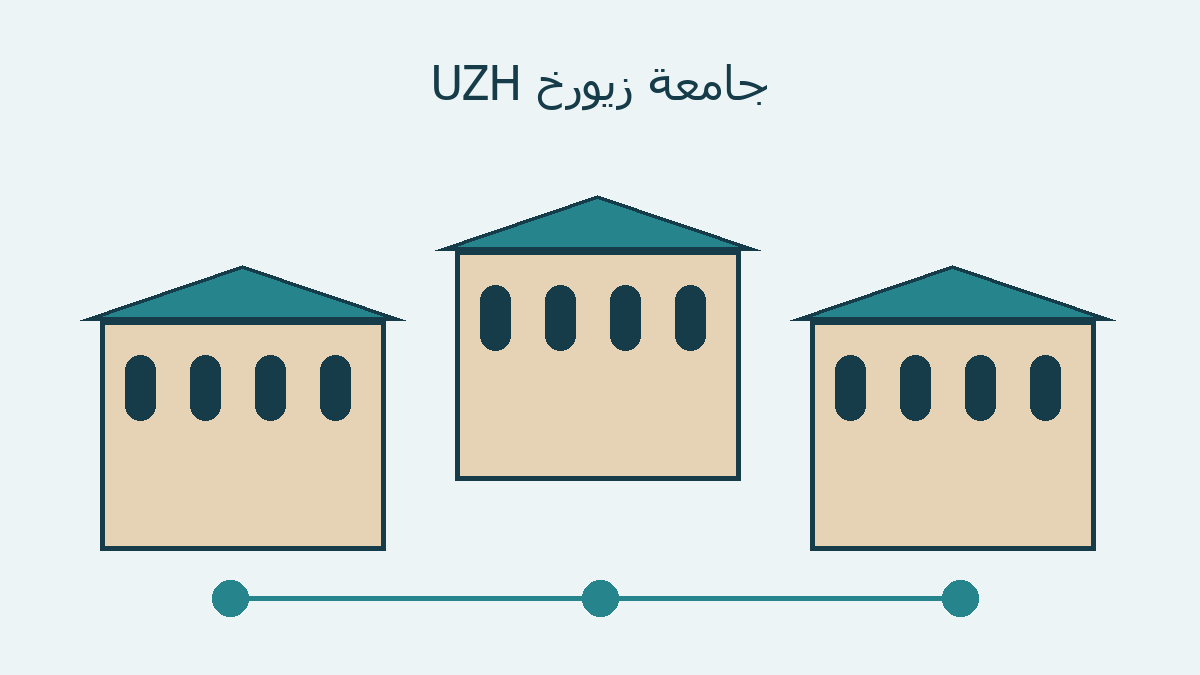 رسم تجريدي لمبان وكتاب وعناصر بحث جامعي