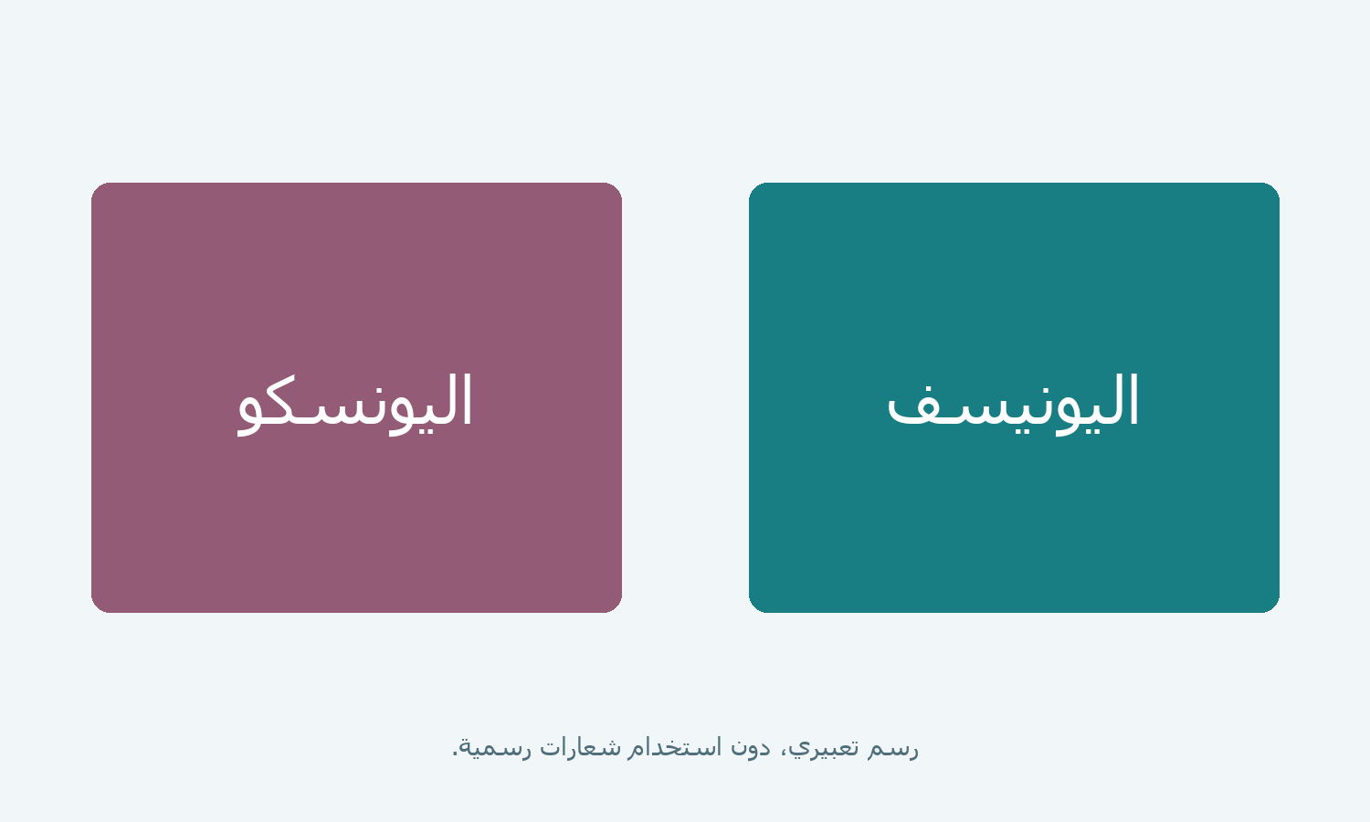 رسم تعبيري لبطاقتين تحملان اسمي اليونيسف واليونسكو